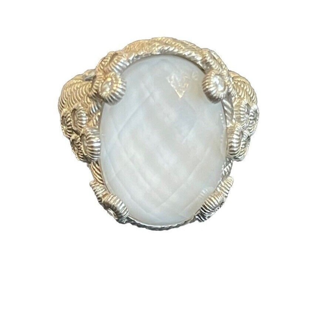 Judith Ripka White Agate Doublet Flora Sterling Silver Ring Sz 5